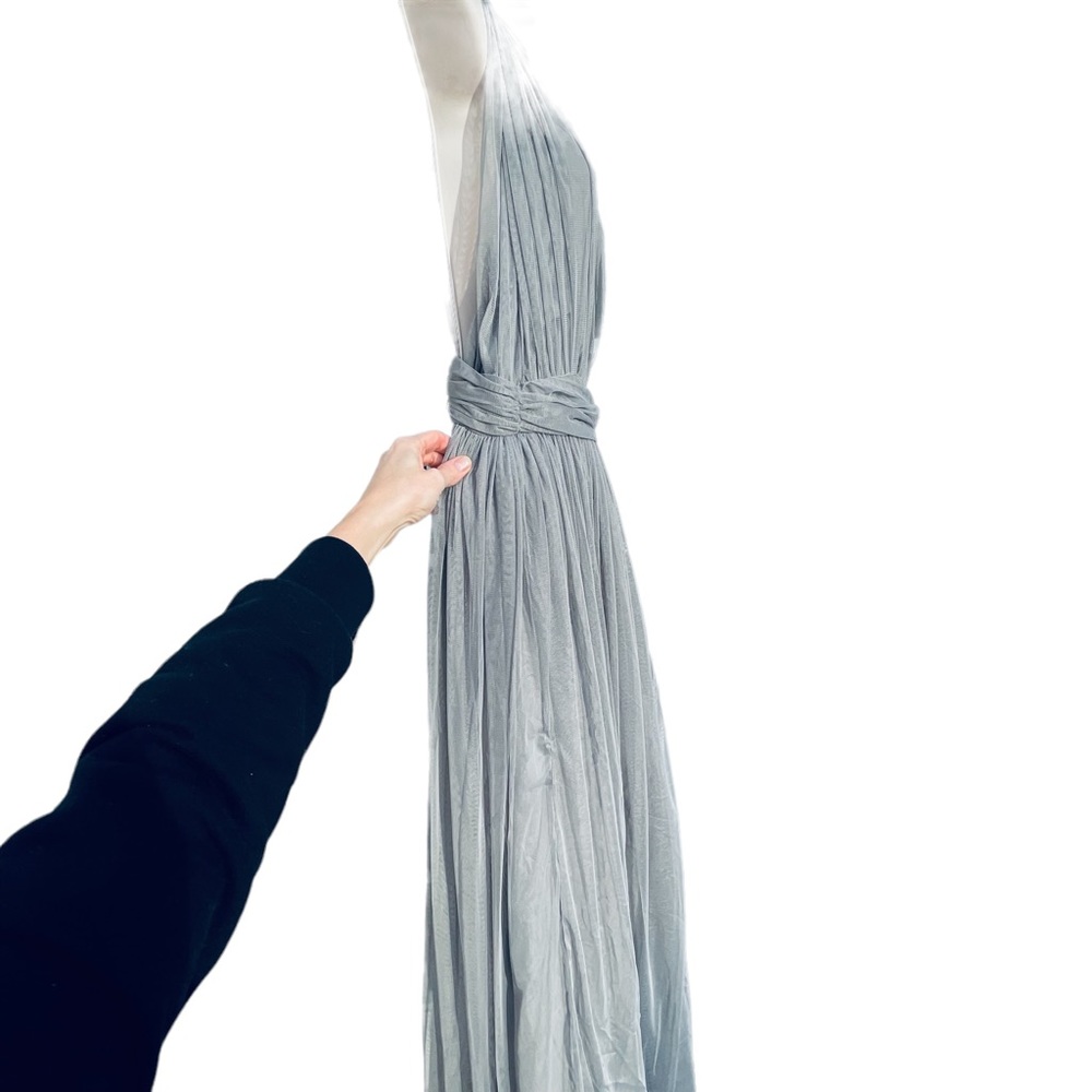 New! ASOS Premium Tulle One Strap Dress Maxi Formal Grey Silver size 8 Med 8889 - Picture 8 of 15